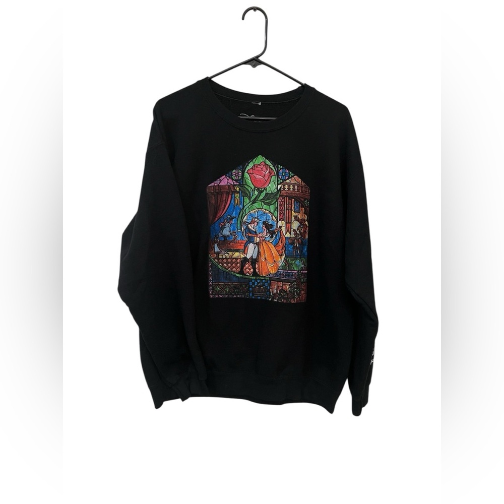 Disney Beauty and the Beast Stained Glass Rose Sweatshirt Size L